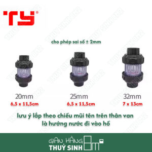 van 1 chiều upvc ty phi 20, 25, 32